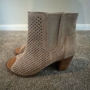 Toms Tan Ankle Booties with Woven Texture